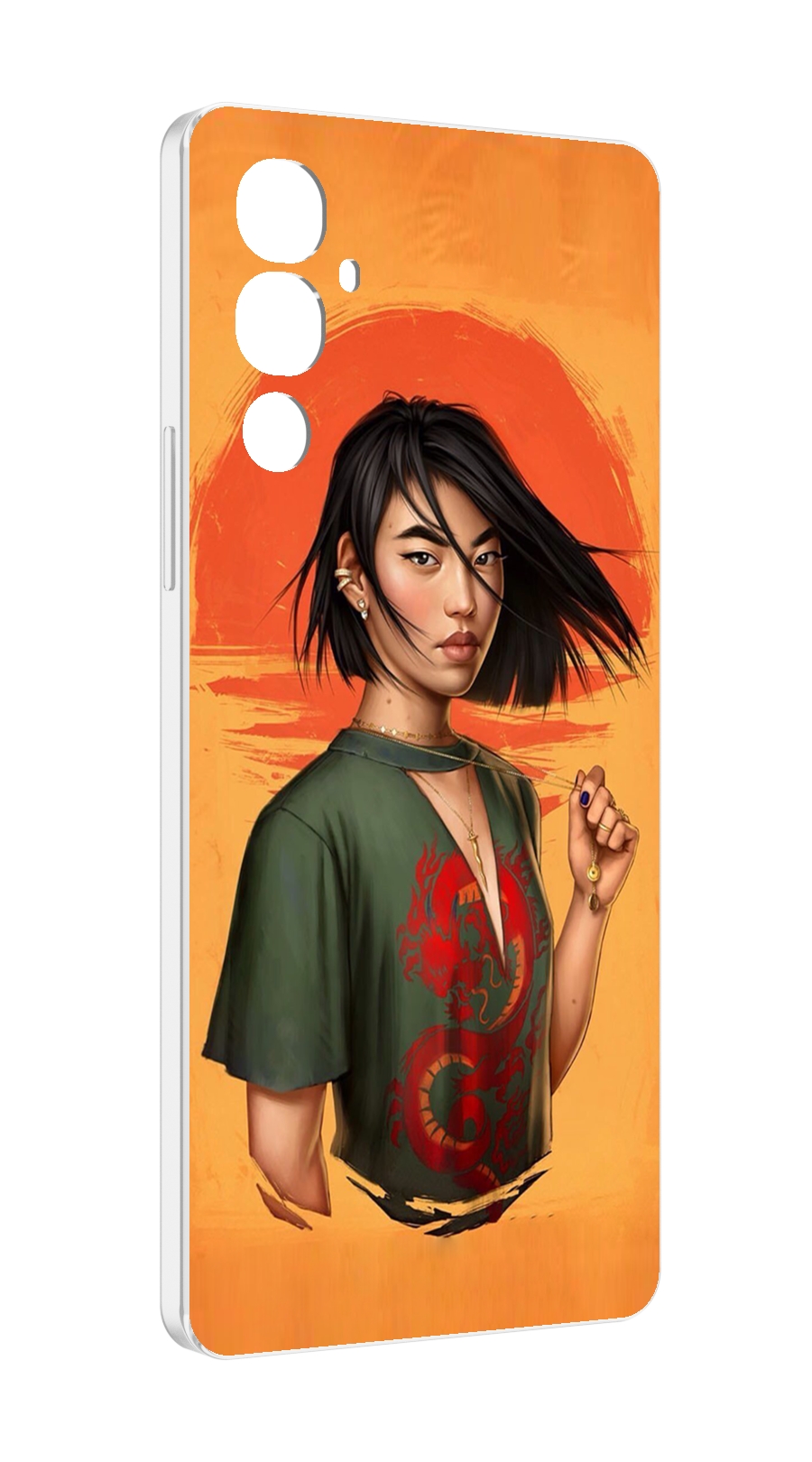 

Чехол MyPads девушка-в-оранжевом-фоне женский для Tecno Pova 4, Прозрачный, Tocco