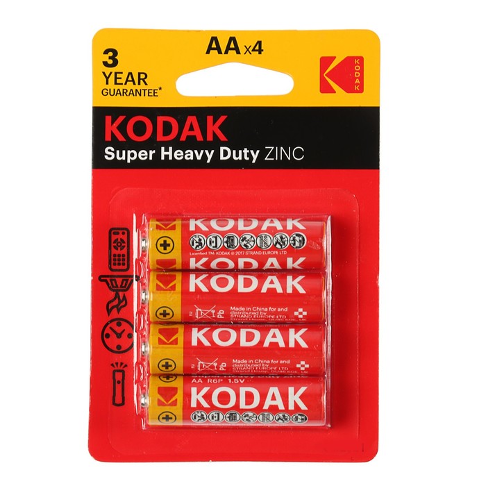 Батарейка солевая Kodak Extra Heavy Duty, AA, R6-4BL, 1.5В, блистер, 4 шт. солевая батарейка jazzway
