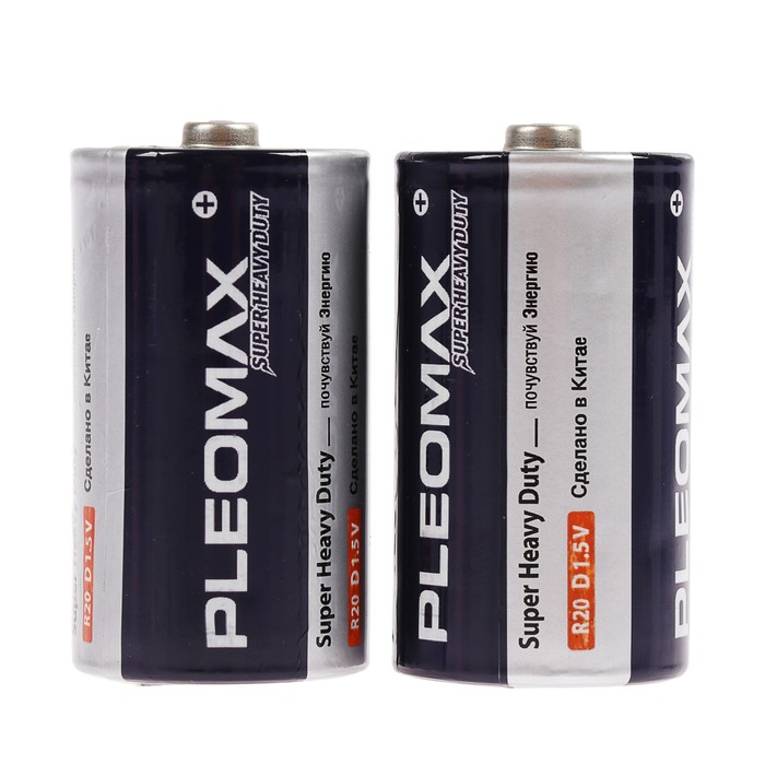 

Батарейка солевая Pleomax Super Heavy Duty, D, R20-2S, 1.5В, спайка, 2 шт.