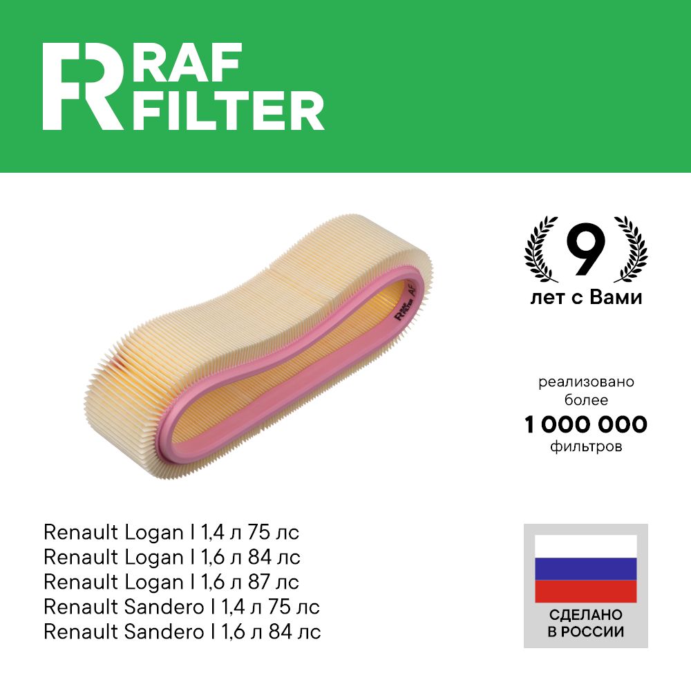 Фильтр воздушный RAF Filter AF131 Renault Logan 1 1.4 1.6 Sandero 1 1.6 1.4 Megane 1 1.4