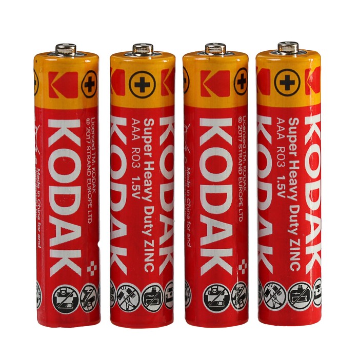 

Батарейка солевая Kodak Extra Heavy Duty, AAA, R03-4S, 1.5В, спайка, 4 шт.