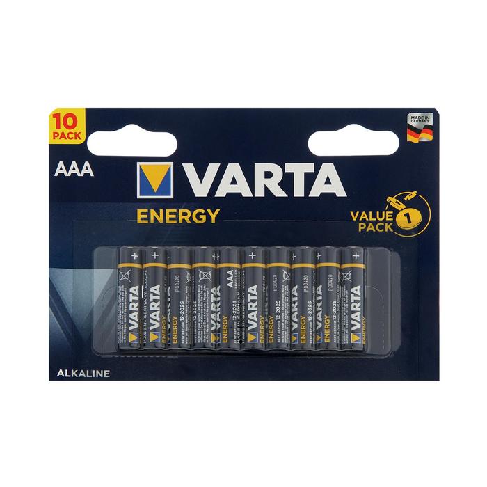 

Батарейка алкалиновая Varta Energy, AAA, LR03-10BL, 1.5В, блистер, 10 шт.