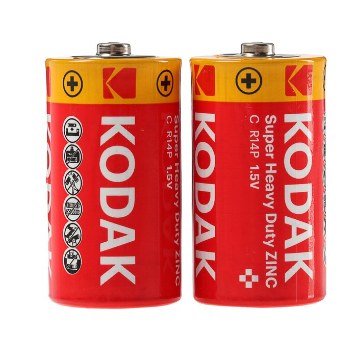 Батарейка солевая Kodak Extra Heavy Duty, С, R14-2S, 1.5В, спайка, 2 шт. солевая батарейка jazzway