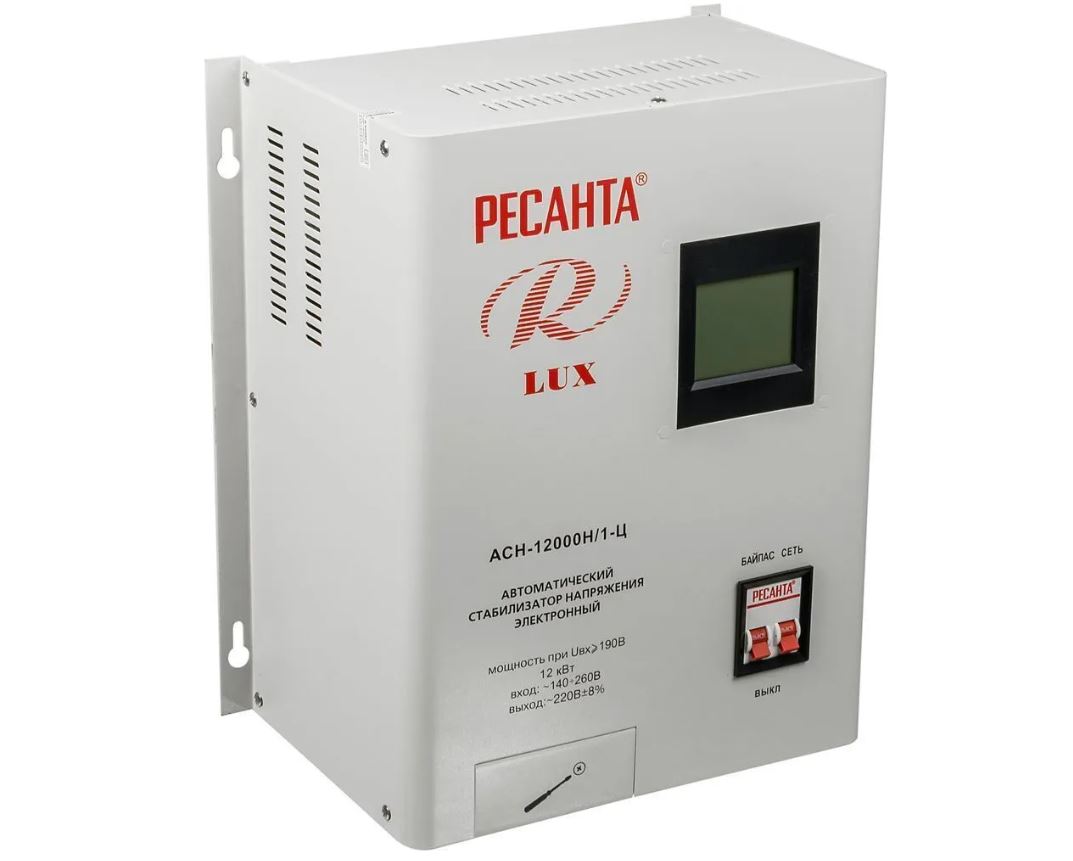 

Стабилизатор напряжения Ресанта АСН-12000 Н/1-Ц, серый