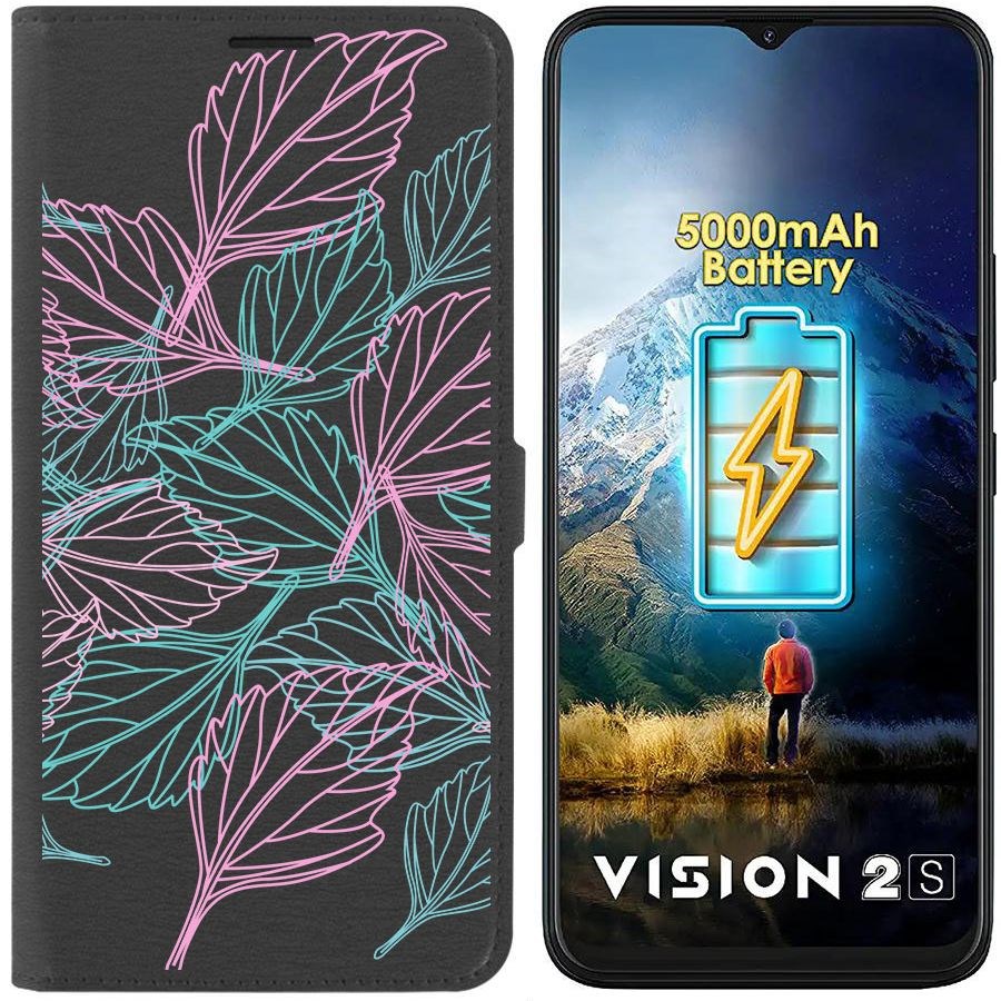 Чехол-книжка Eco Book для ITEL Vision 2S Листья паттерн