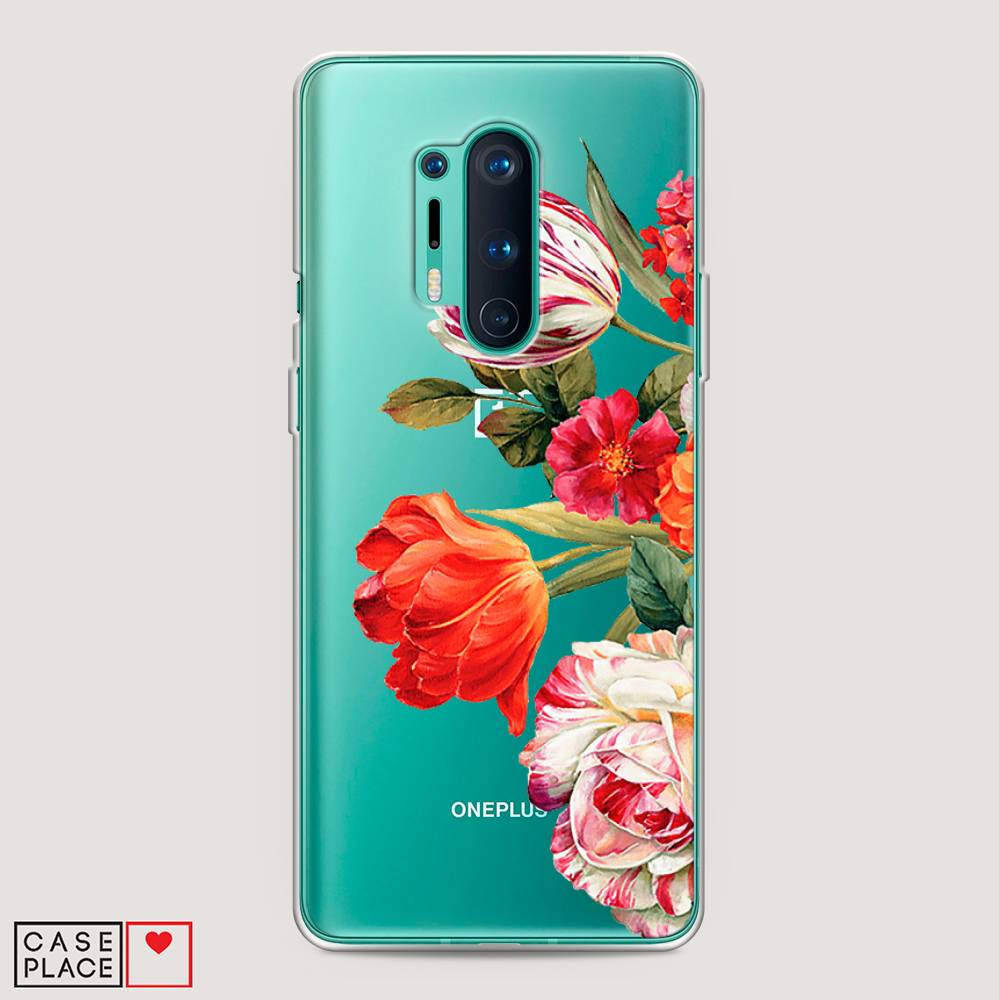 

Чехол Awog на OnePlus 8 Pro / ВанПлас 8 Pro "Весенний букет", Красный;розовый;зеленый, 151050-8