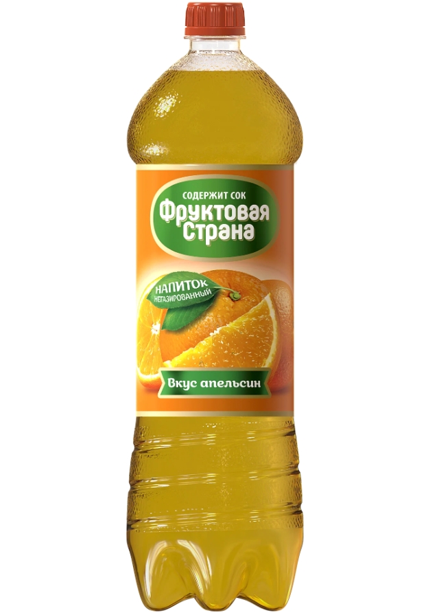 

Напиток Фруктовая страна негазированный, со вскусом апельсина, ПЭТ, 1,42 л