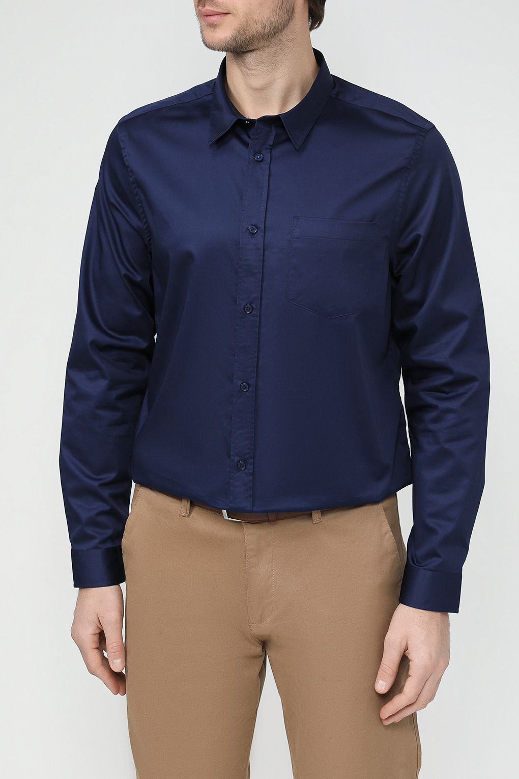 

Рубашка мужская D.Molina DM24013536-205 синяя 2XL, Синий, DM24013536-205