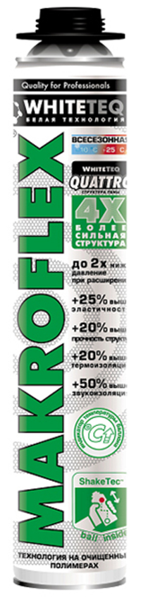 

MAKROFLEX WhiteTeq Pro Белая профессиональная монтажная пена (750мл)