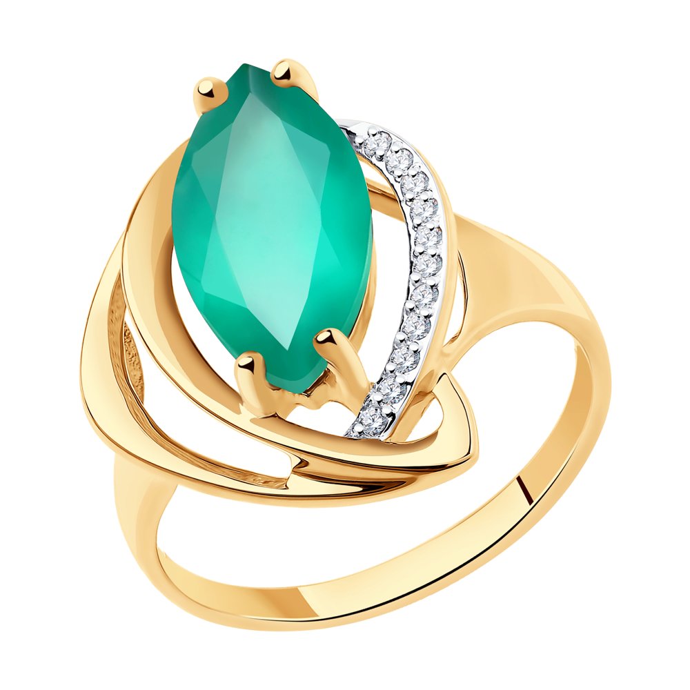 

Кольцо из золота р.  Diamant 51-310-00966-3, фианит\агат, 51-310-00966-3