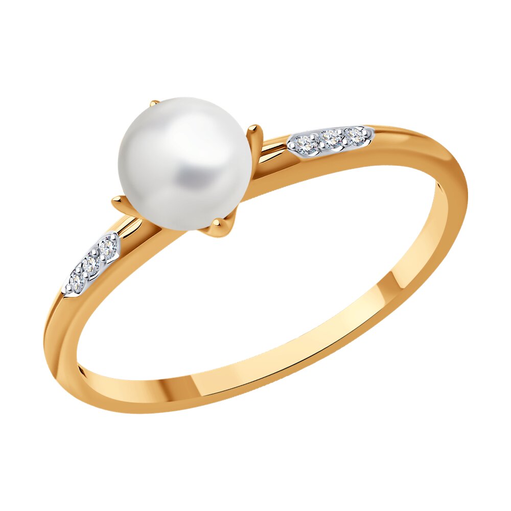 

Кольцо из красного золота с бриллиантом/жемчугом р. , Diamant 51-210-01849-1, 51-210-01849-1