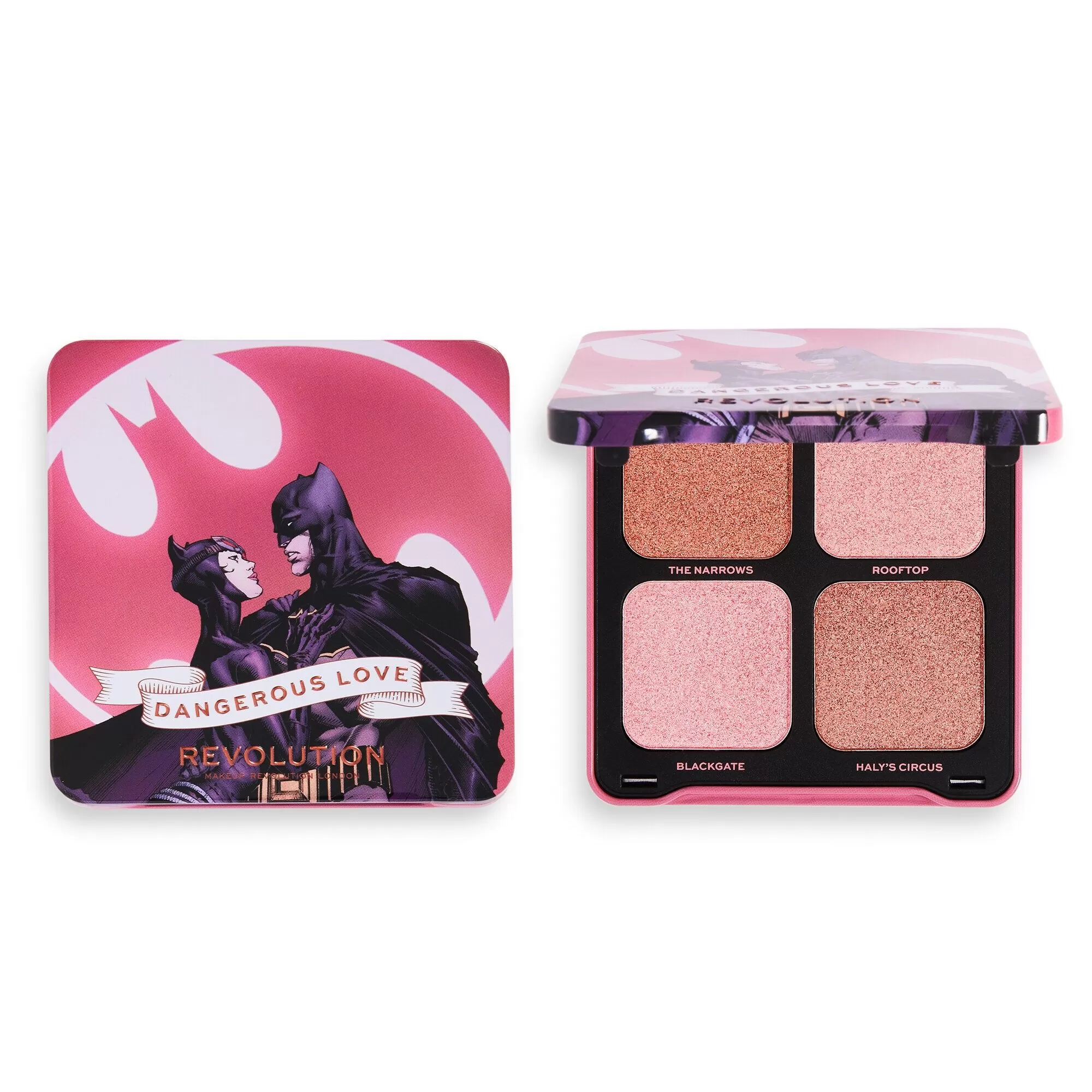 фото Палетка для макияжа revolution makeup dc dangerous love, хайлайтер, 12 г makeup revolution