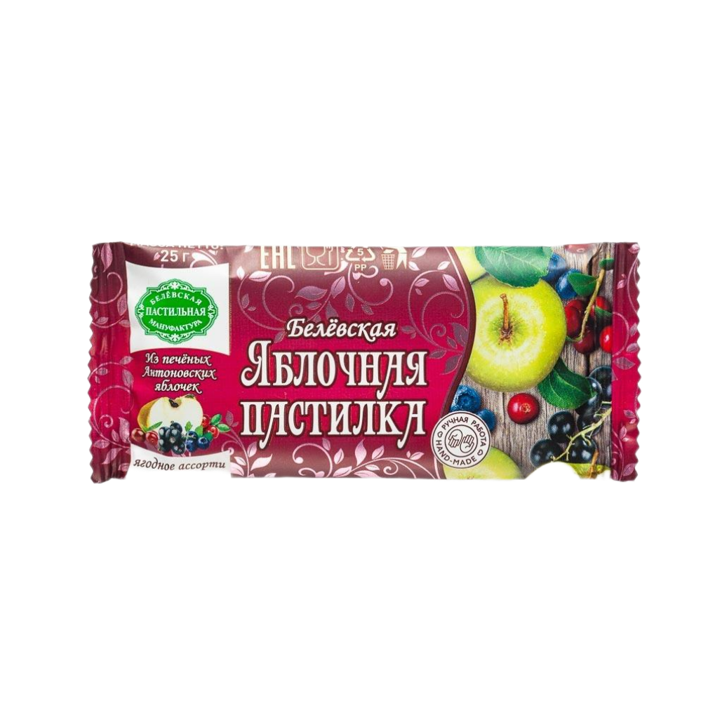 Пастилка Белевская яблочная, ягодное ассорти, 25 г