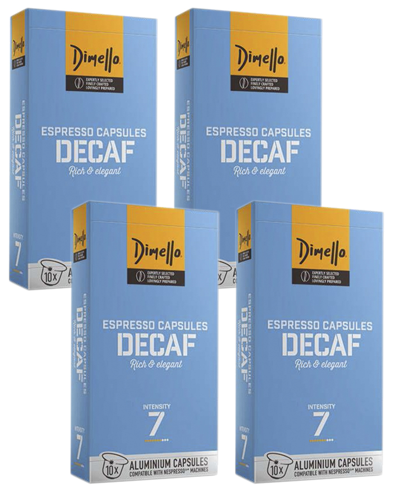 Кофе в капсулах Dimello без кофеина Decaf, 4 упаковки по 10 капсул