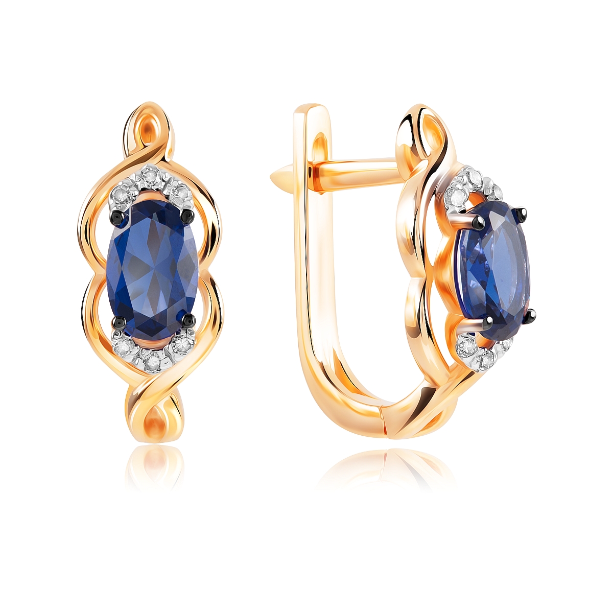 

Серьги из красного золота VALTERA 089937, бриллиант/сапфир искусственный, 089937