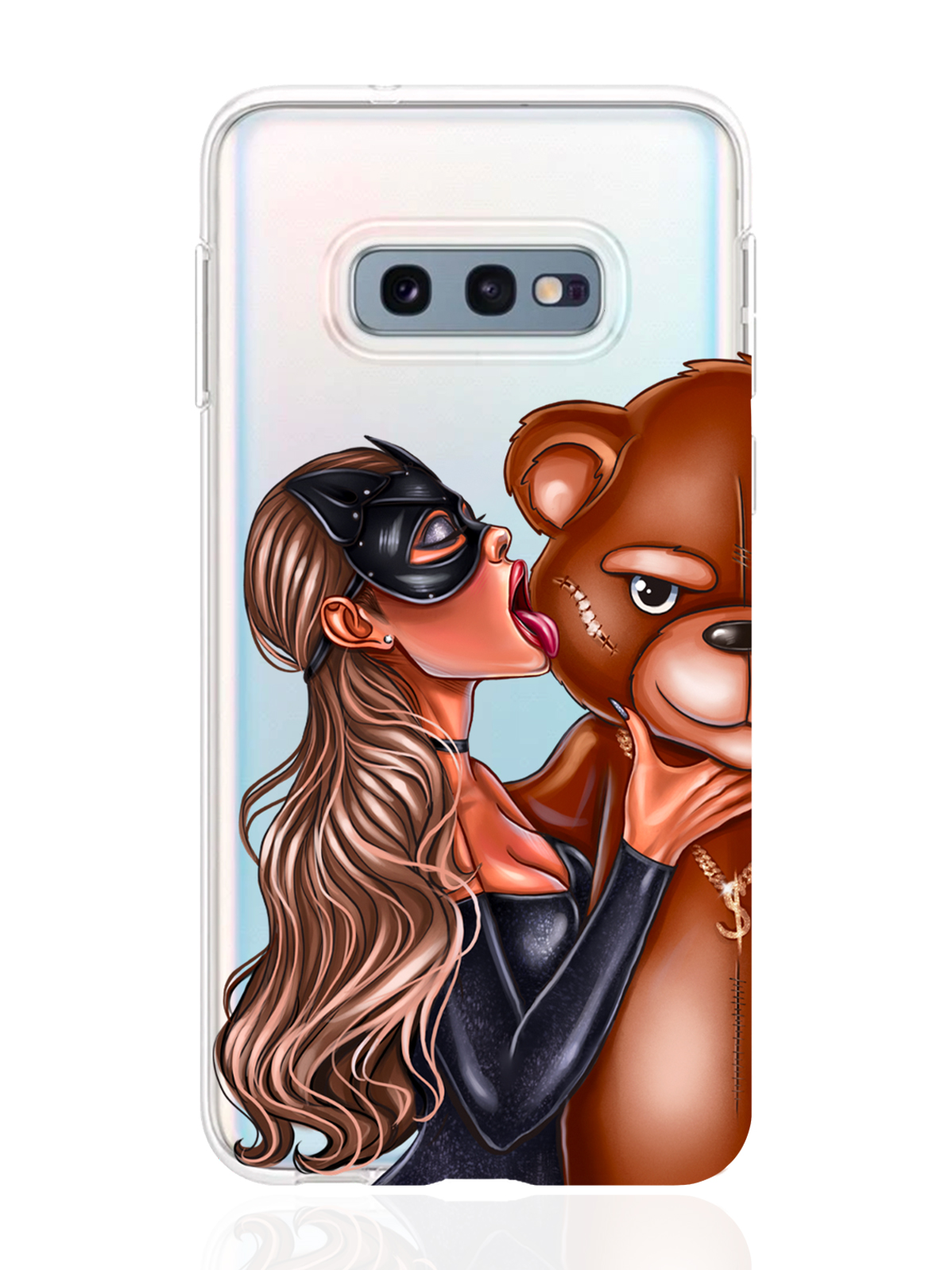 

Чехол MustHaveCase для Samsung Galaxy S10E Кошечка русая и мишка прозрачный, Samsung Galaxy S10E Кошечка русая и мишка