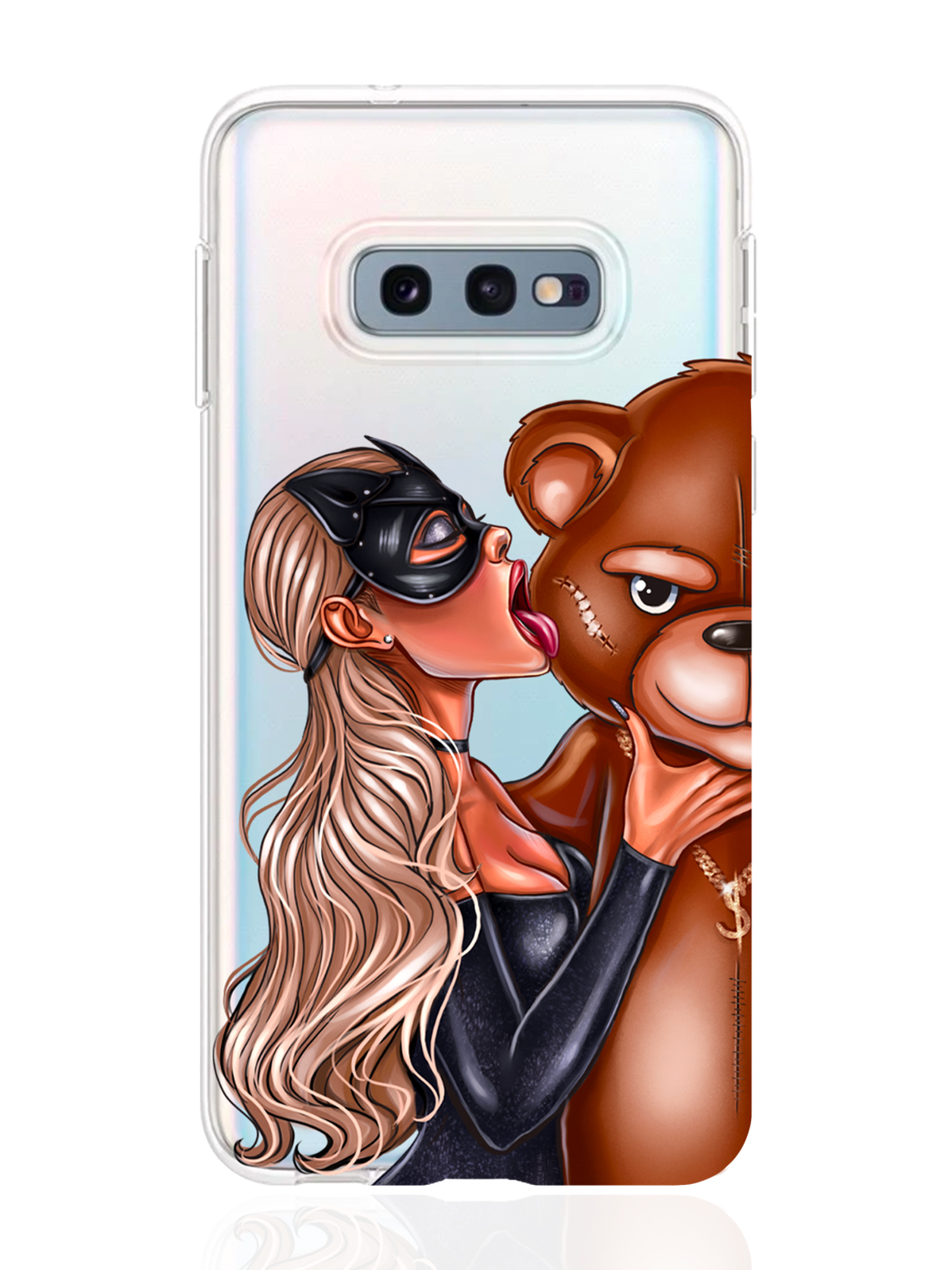

Чехол MustHaveCase для Samsung Galaxy S10E Кошечка блондинка и мишка прозрачный, Samsung Galaxy S10E Кошечка блондинка и мишка