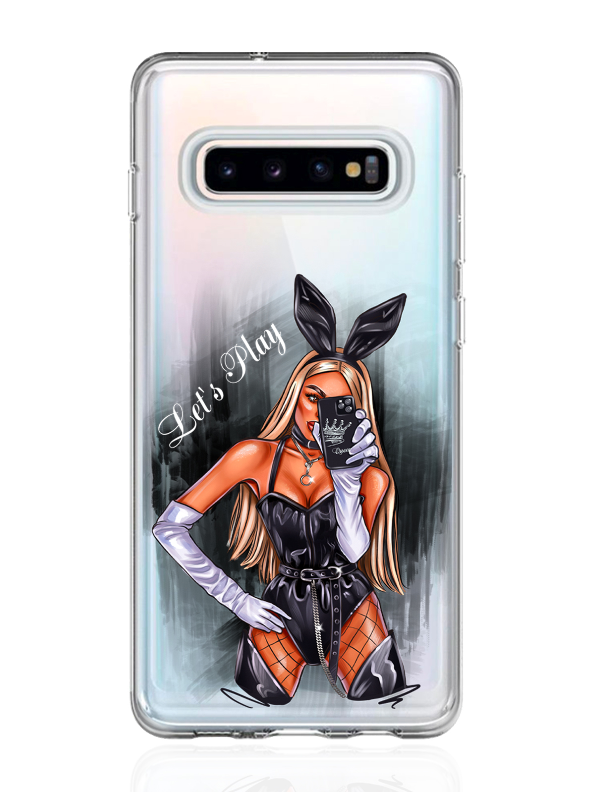 

Чехол MustHaveCase для Samsung Galaxy S10 Игривая зайка Let's Play прозрачный, Samsung Galaxy S10 Игривая зайка Let's Play