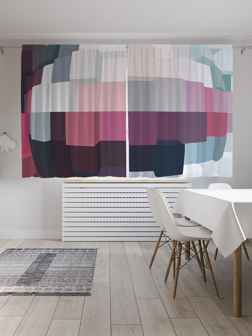 

Классические шторы JoyArty "Объемный шар из квадратов", Oxford DeLux, 2 полотна 145x180 см, Объемный шар из квадратов