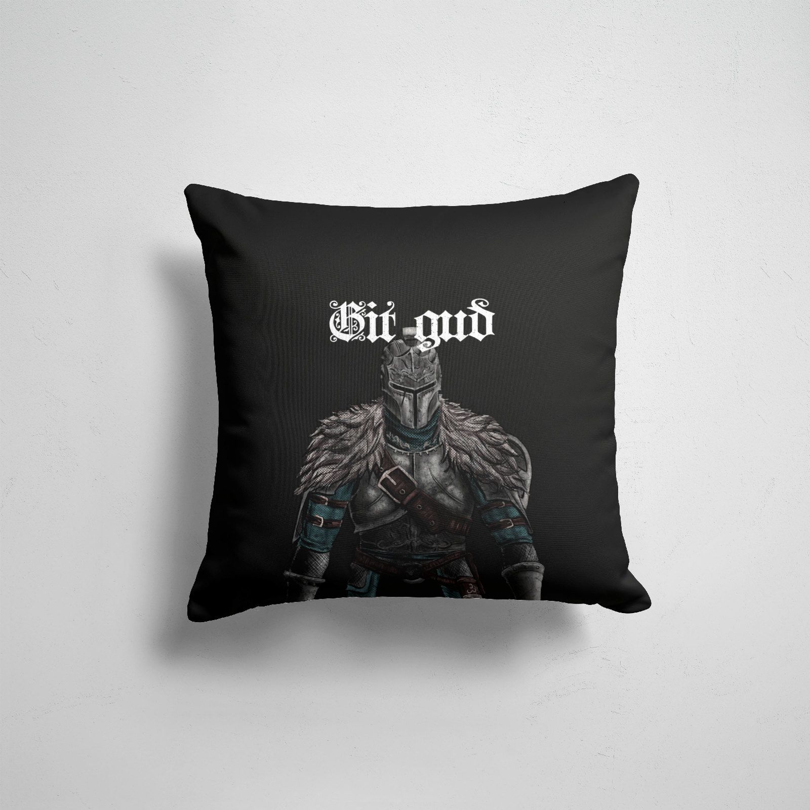 

Подушка декоративная 45х45см Геймерам Dark Souls Git gud, Разноцветный