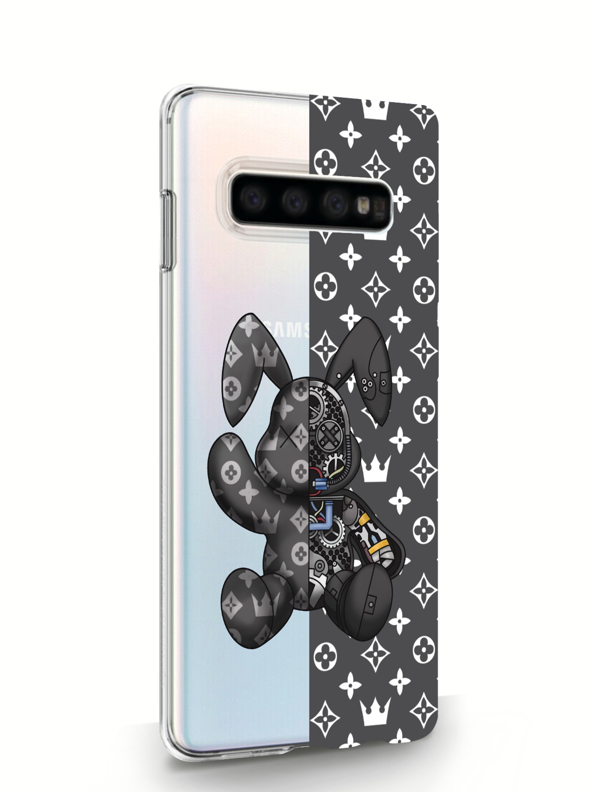 фото Чехол musthavecase для samsung galaxy s10 bunny серый прозрачный