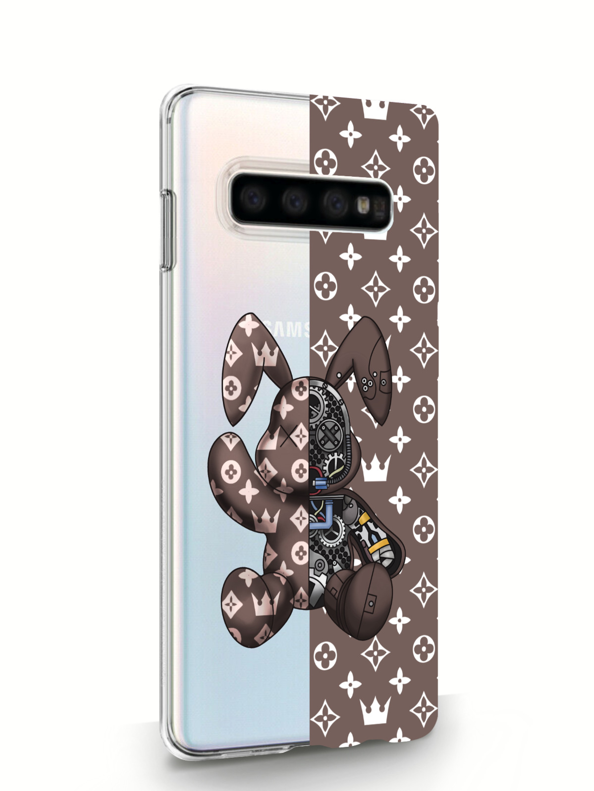 фото Чехол musthavecase для samsung galaxy s10 bunny коричневый прозрачный