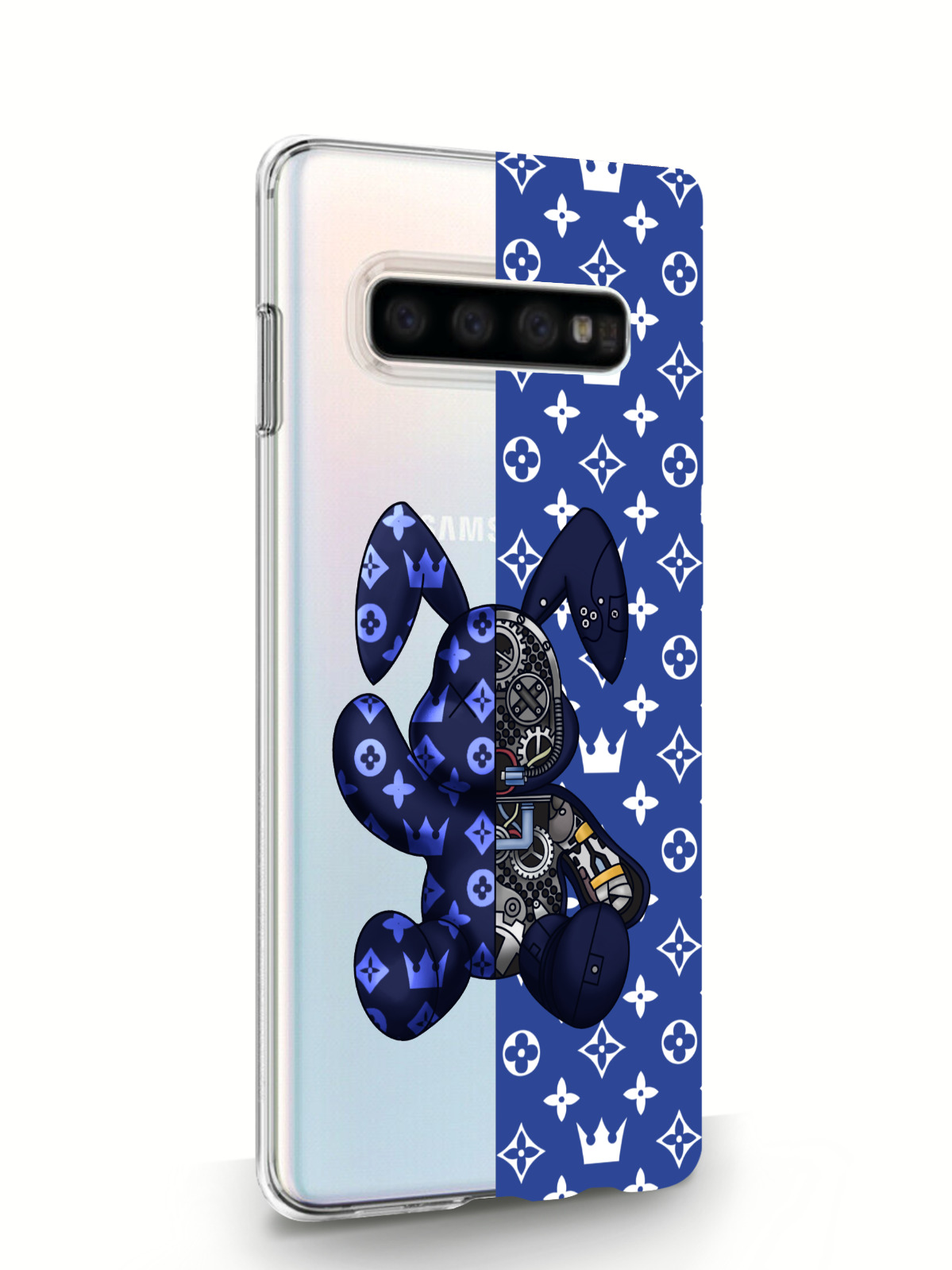 фото Чехол musthavecase для samsung galaxy s10 bunny синий прозрачный