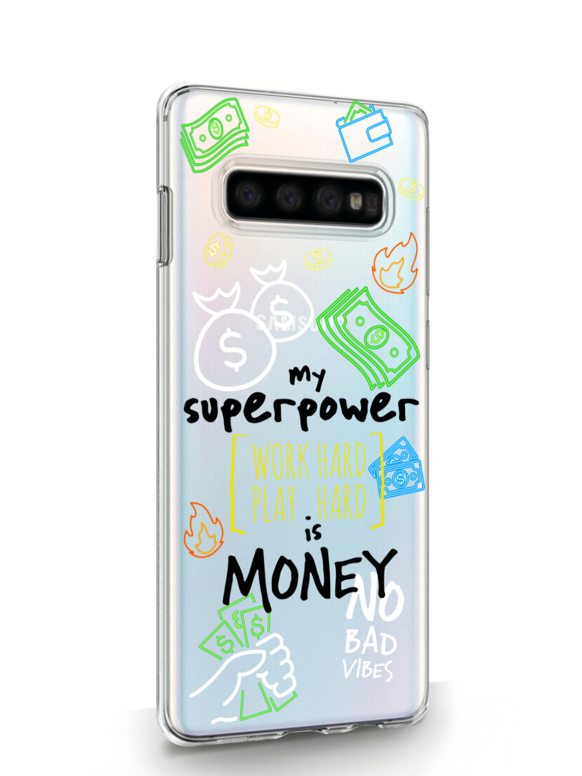 фото Чехол musthavecase для samsung galaxy s10 my superpower is money прозрачный