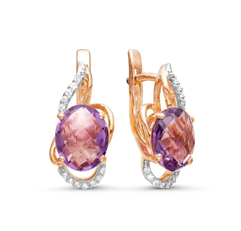 

Серьги из белого золота/красного золота с бриллиантом Бриллианты Костромы 02-1295/4, 02-1295/4