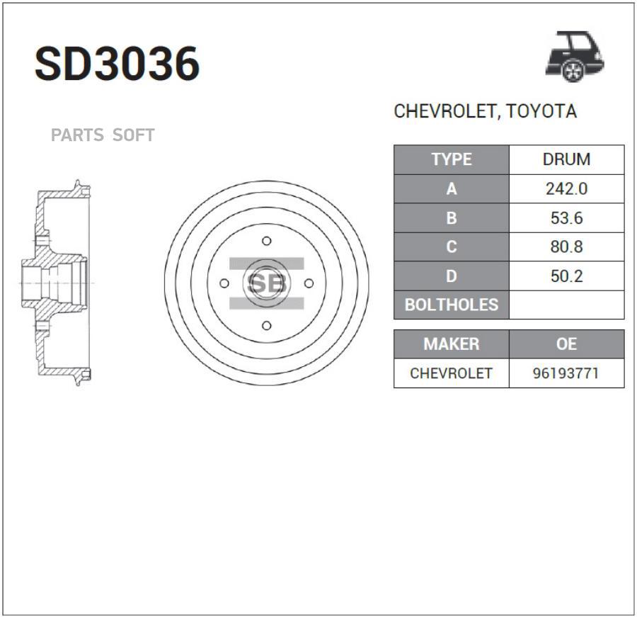 

Тормозной барабан Sangsin brake sd3036