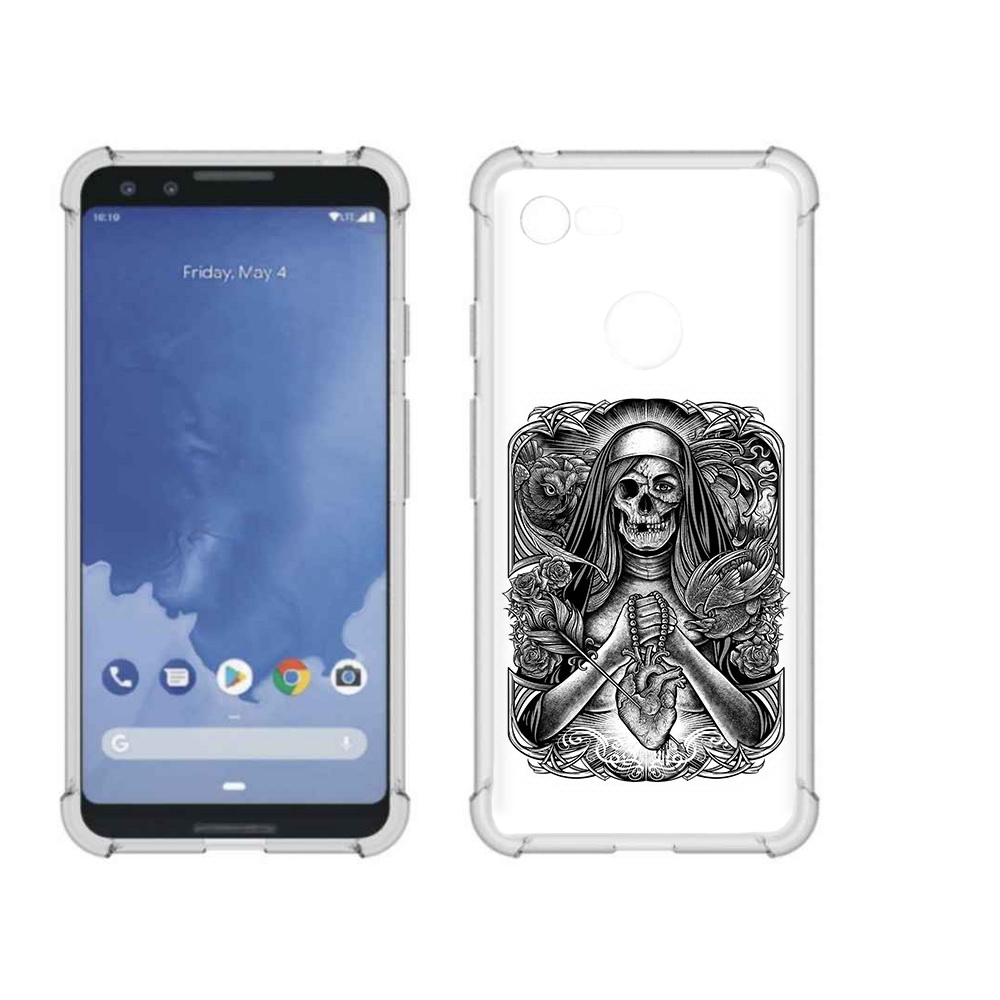 

Чехол MyPads Tocco для Google Pixel 3 скелет с сердцем, Прозрачный, Tocco