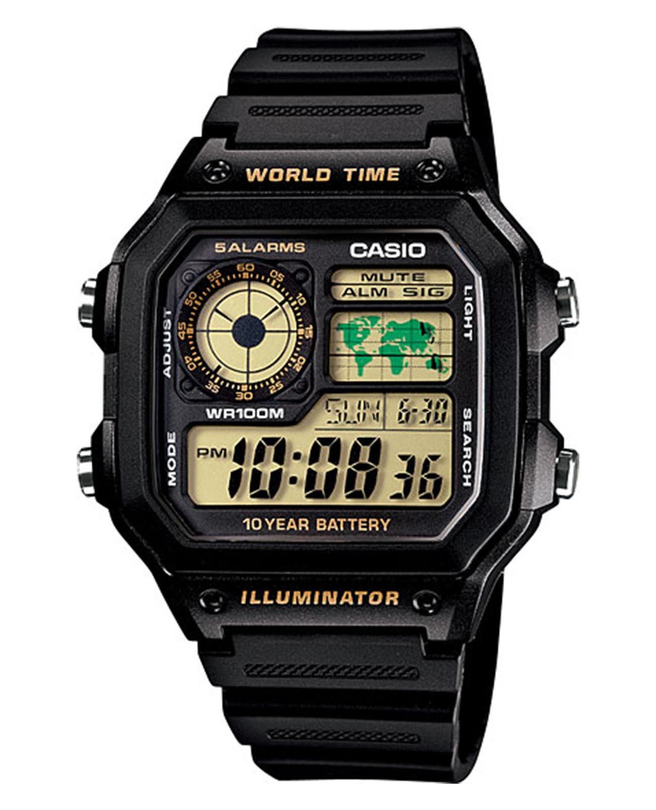 

Наручные часы мужские Casio illuminator AE-1200WH-1B черные, AE-1200WH-1B