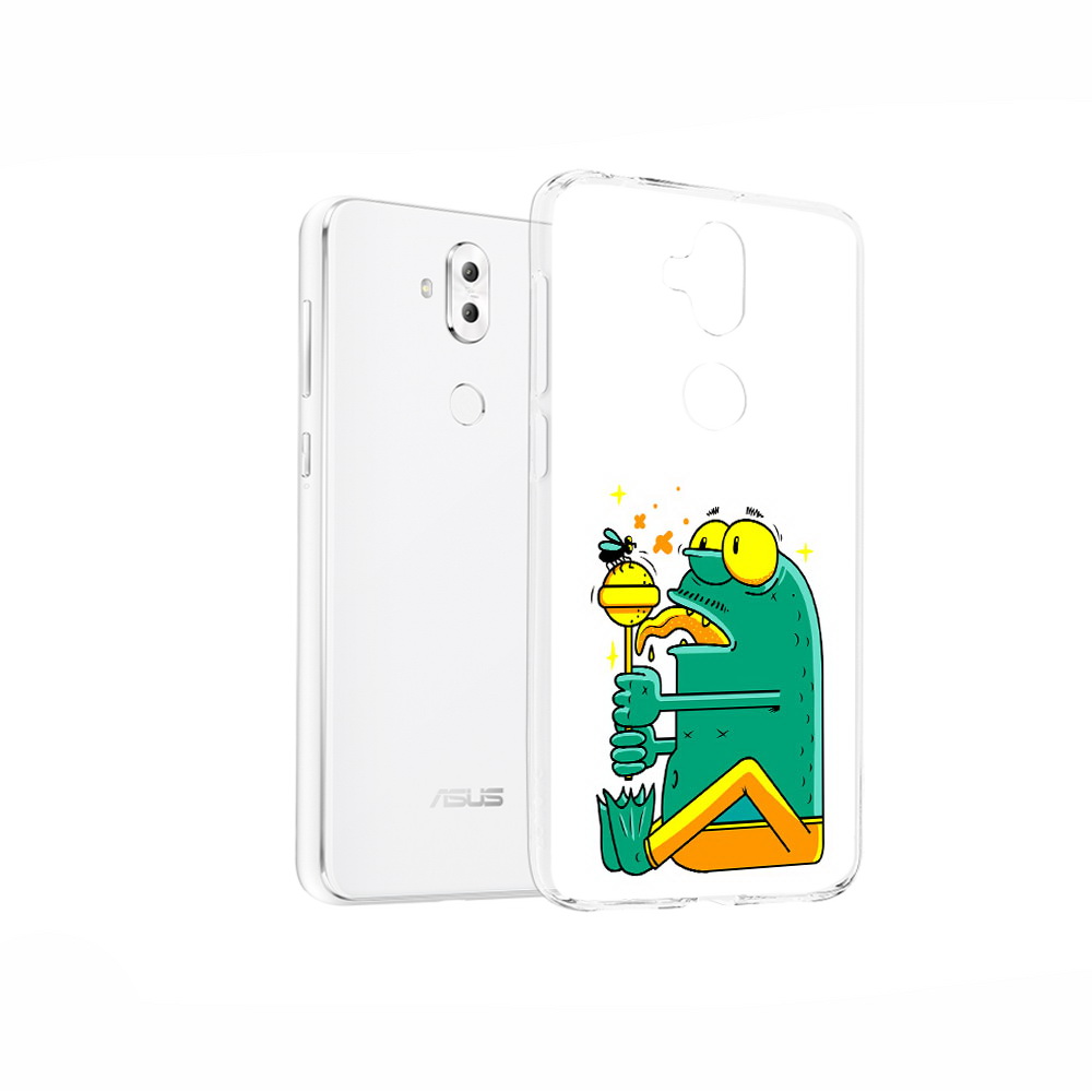 

Чехол MyPads Tocco для Asus ZenFone 5 Lite (ZC600KL) Зеленая лягушка с чупа чупсом, Прозрачный, Tocco