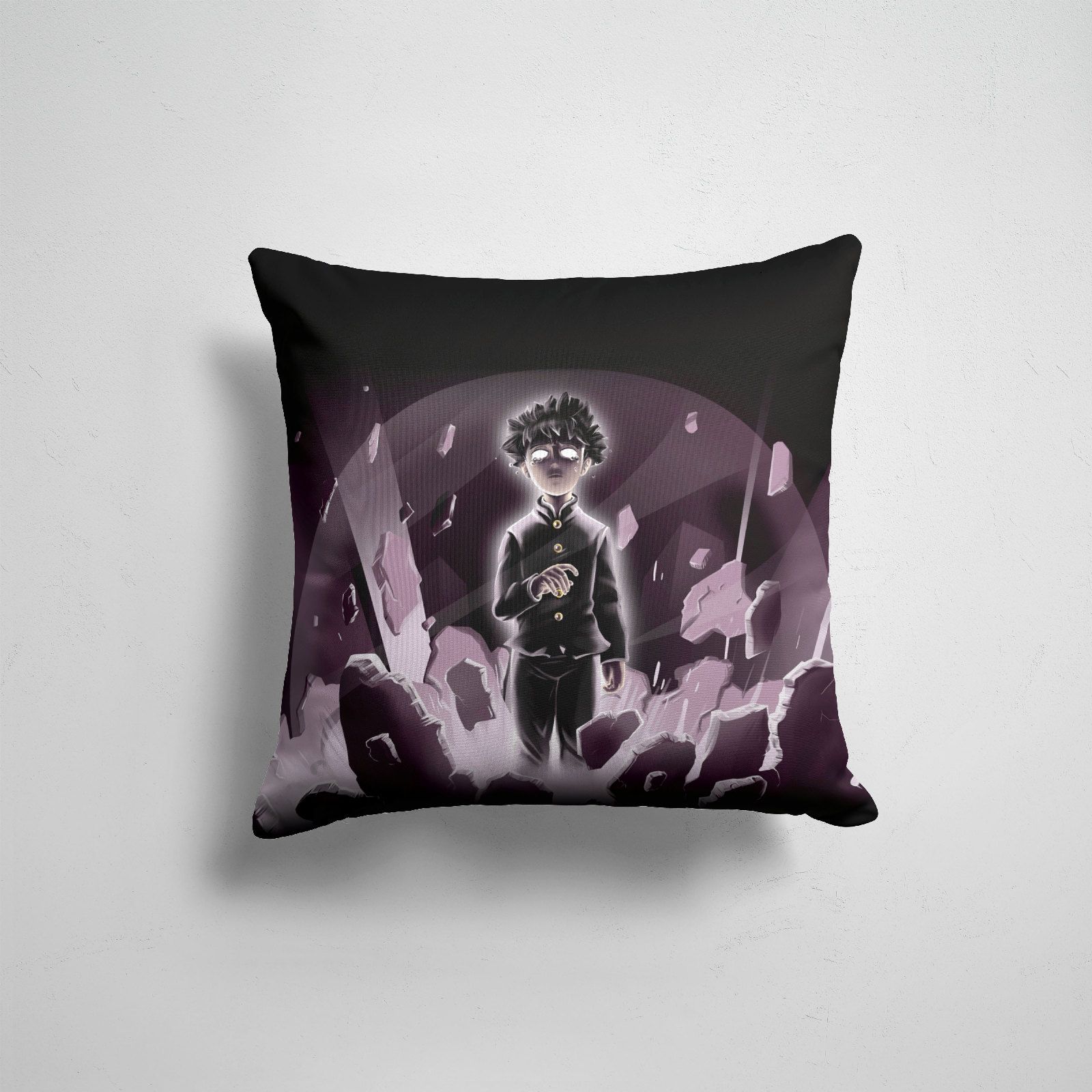

Подушка декоративная 45х45см Аниме Моб Психо Mob psycho 100 Z разрушение, Разноцветный