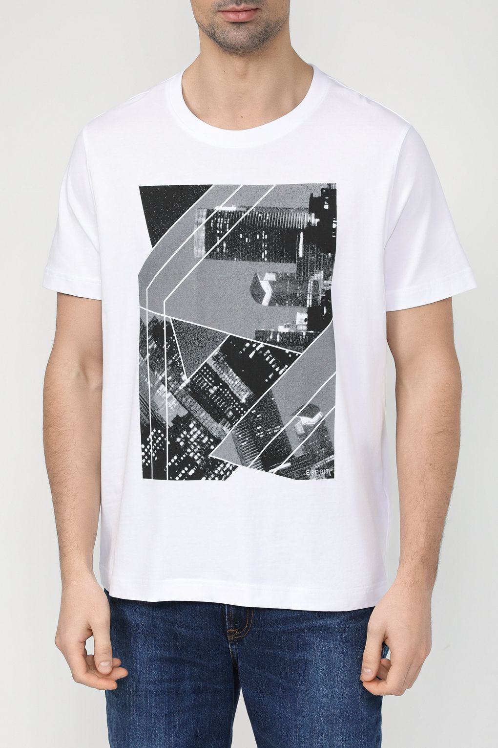

Футболка мужская Esprit Casual 113EE2K302 белая XL, Белый, 113EE2K302