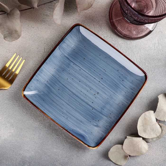 

Тарелка квадратная «Сапфир», 15×15 см, цвет синий