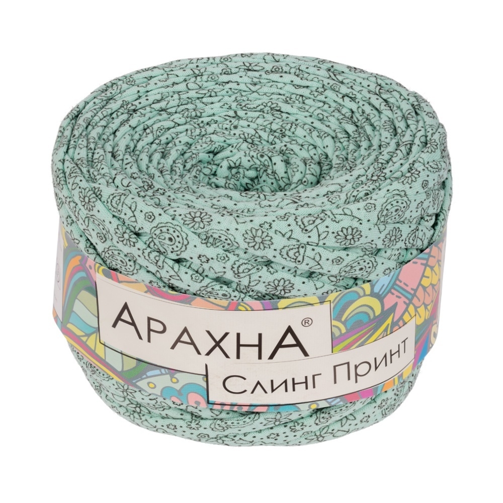 

ARACHNA Sling Print, 100% хлопок, 6*160+/-10 г, 50+/-2 м, №013, цветочек, бирюзовый