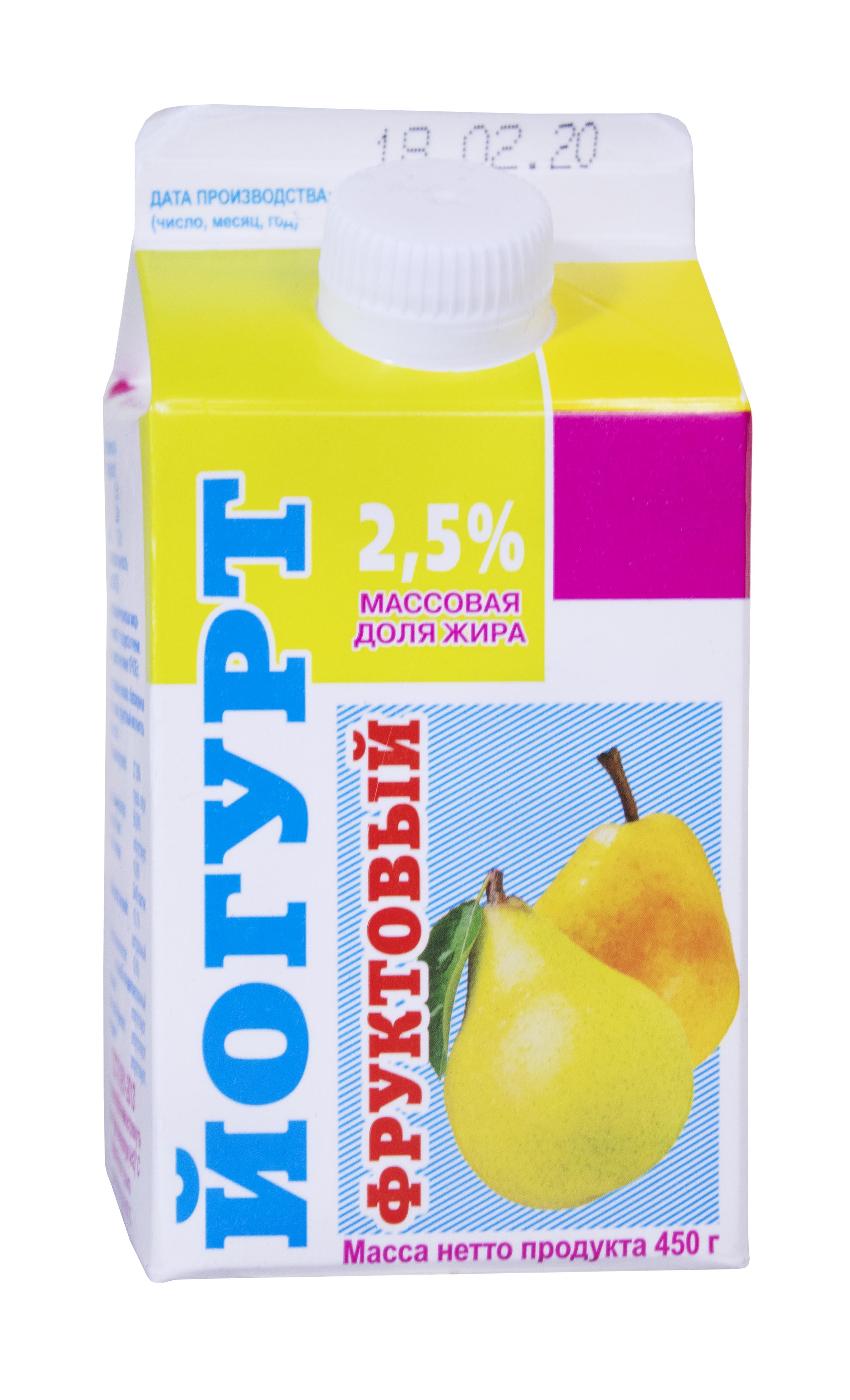 

Йогурт Ирмень фруктовый, питьевой, груша, 2,5%, 450 г