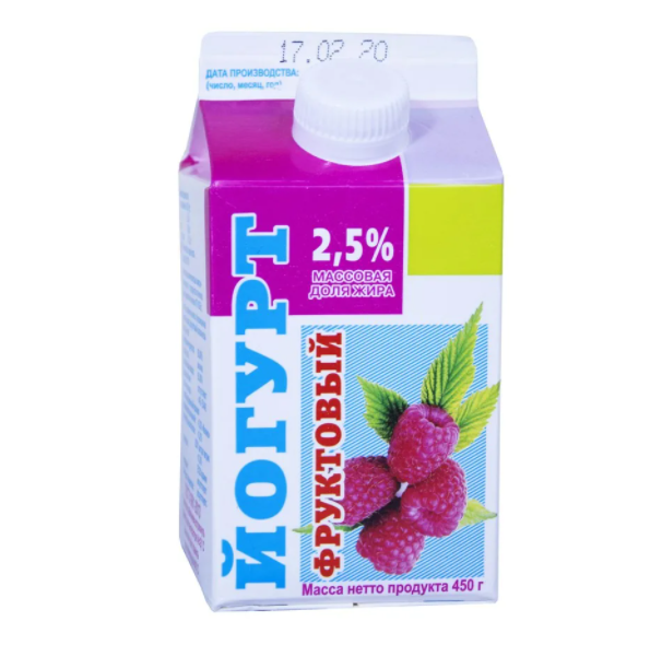 

Йогурт Ирмень фруктовый, питьевой, малина, 2,5%, 450 г