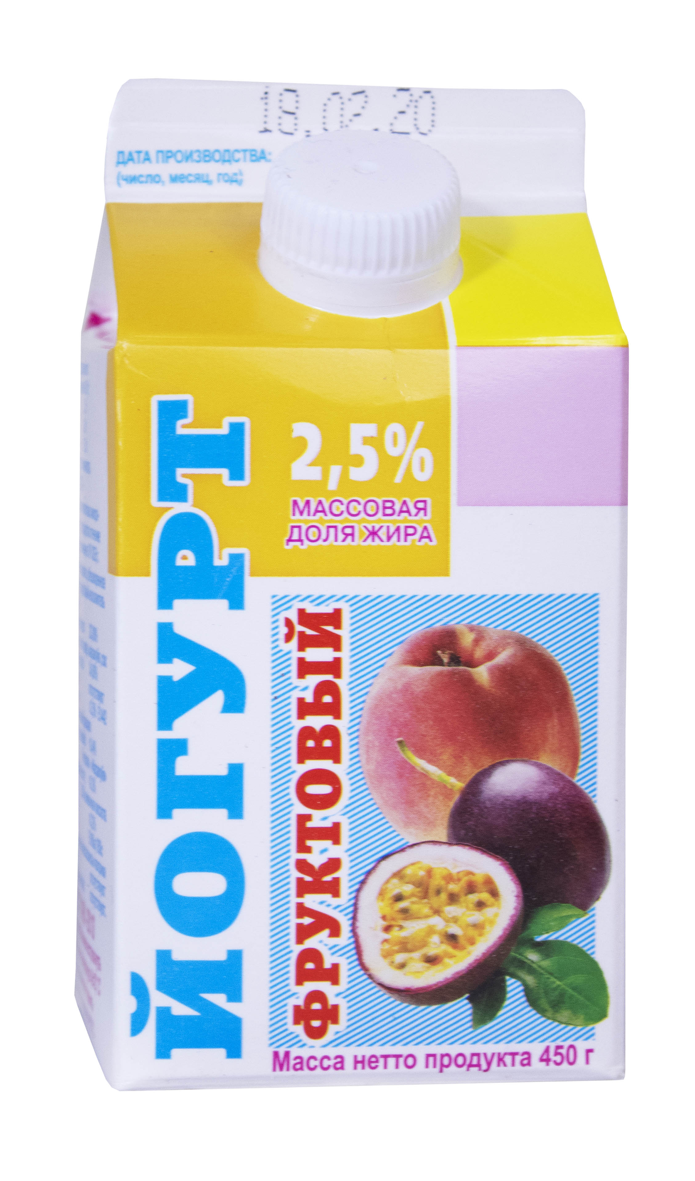 

Йогурт Ирмень фруктовый, питьевой, персик, маракуйя, 2,5%, 450 г
