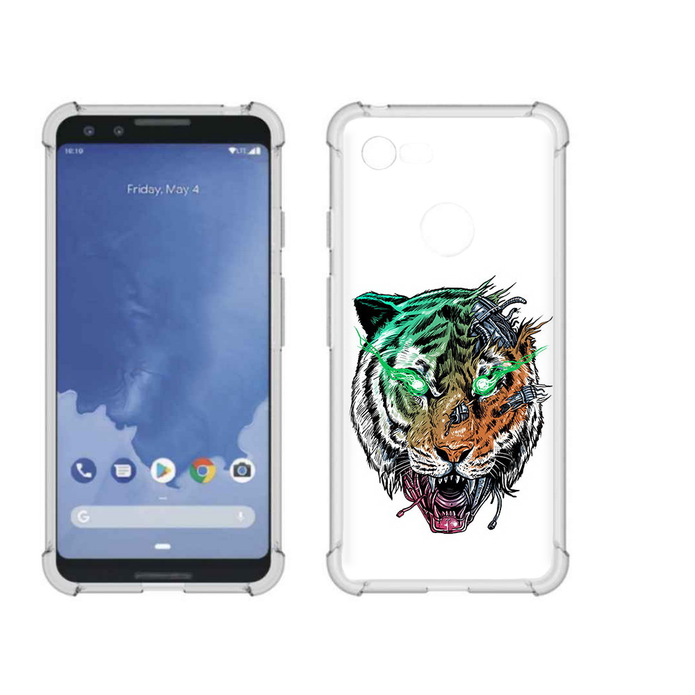 

Чехол MyPads Tocco для Google Pixel 3 робо-тигр, Прозрачный, Tocco
