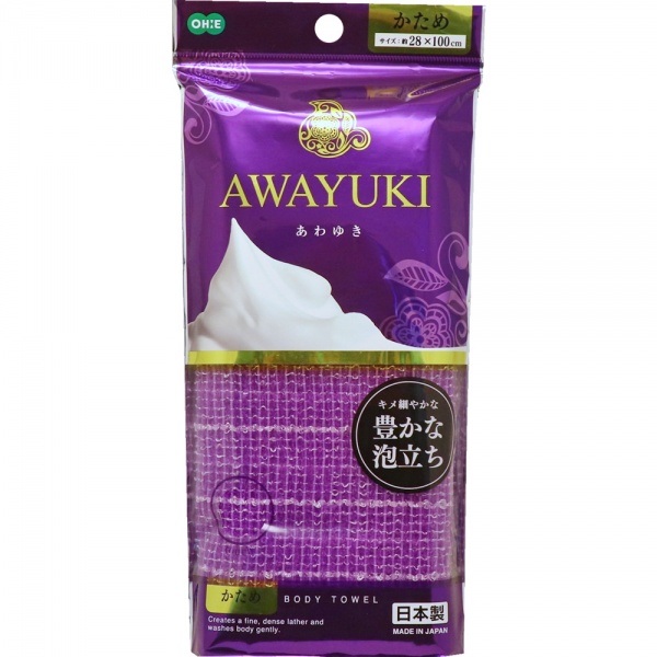 Ohe awayuki массажная мочалка, жесткая, фиолетовая, 28х100 см