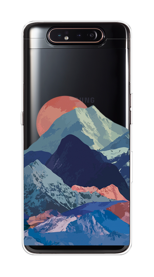

Чехол на Samsung Galaxy A80 "Закат в снежных горах", Красный;серый;голубой, 28350-2