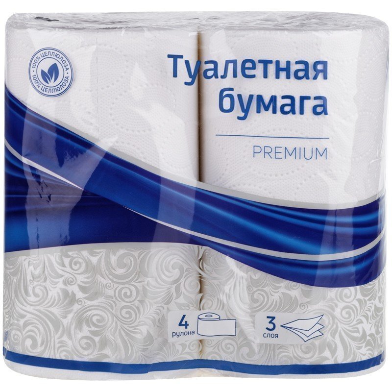 фото Бумага туалетная officeclean premium 3-слойная, 4шт., тиснение, белая