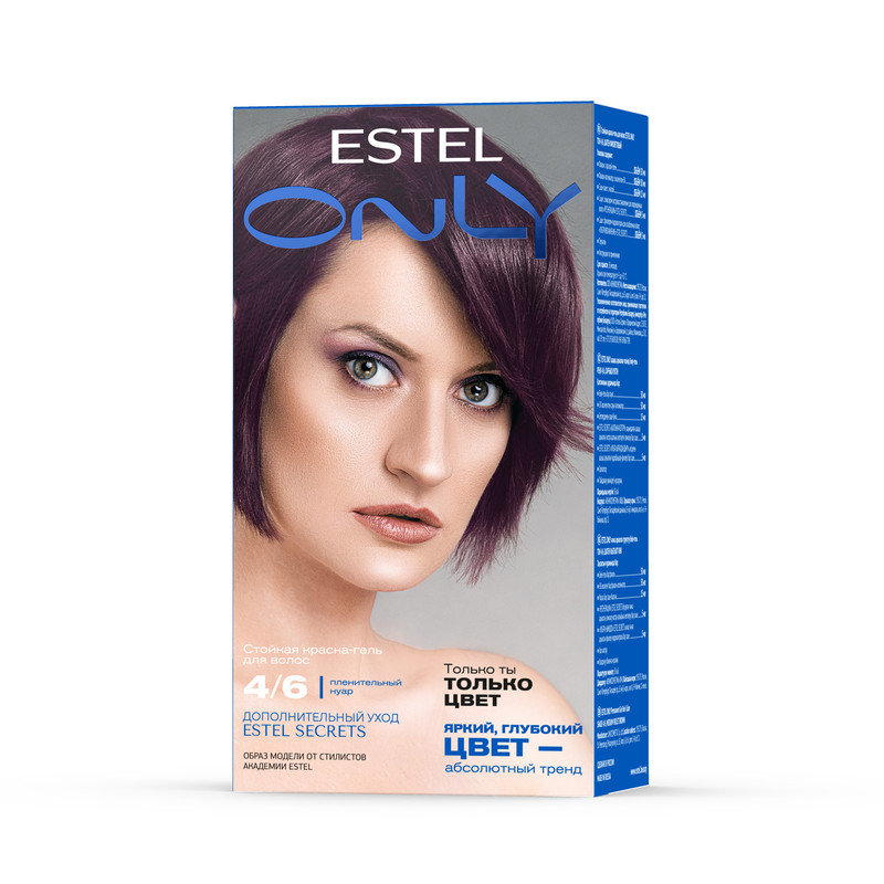 Краска-гель для волос, ESTEL, Only шатен фиолетовый,  №4/6 краска для волос estel sense de luxe 5 6 светлый шатен фиолетовый 60 мл