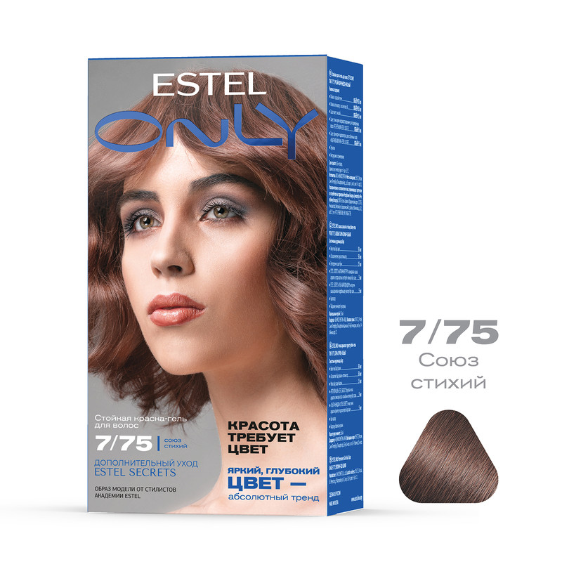 

Краска для волос ESTEL Only 7.75 русый коричнево-красный 50+50+25 мл, Краска для волос