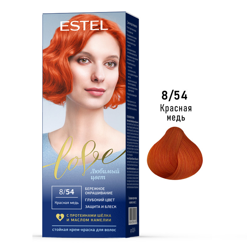 

Краска для волос ESTEL LOVE 8.54 красная медь 50+50+15 мл, Краска для волос