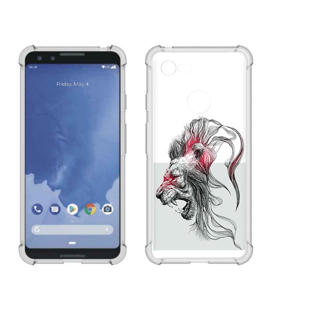 

Чехол MyPads Tocco для Google Pixel 3 разъяренный лев, Прозрачный, Tocco
