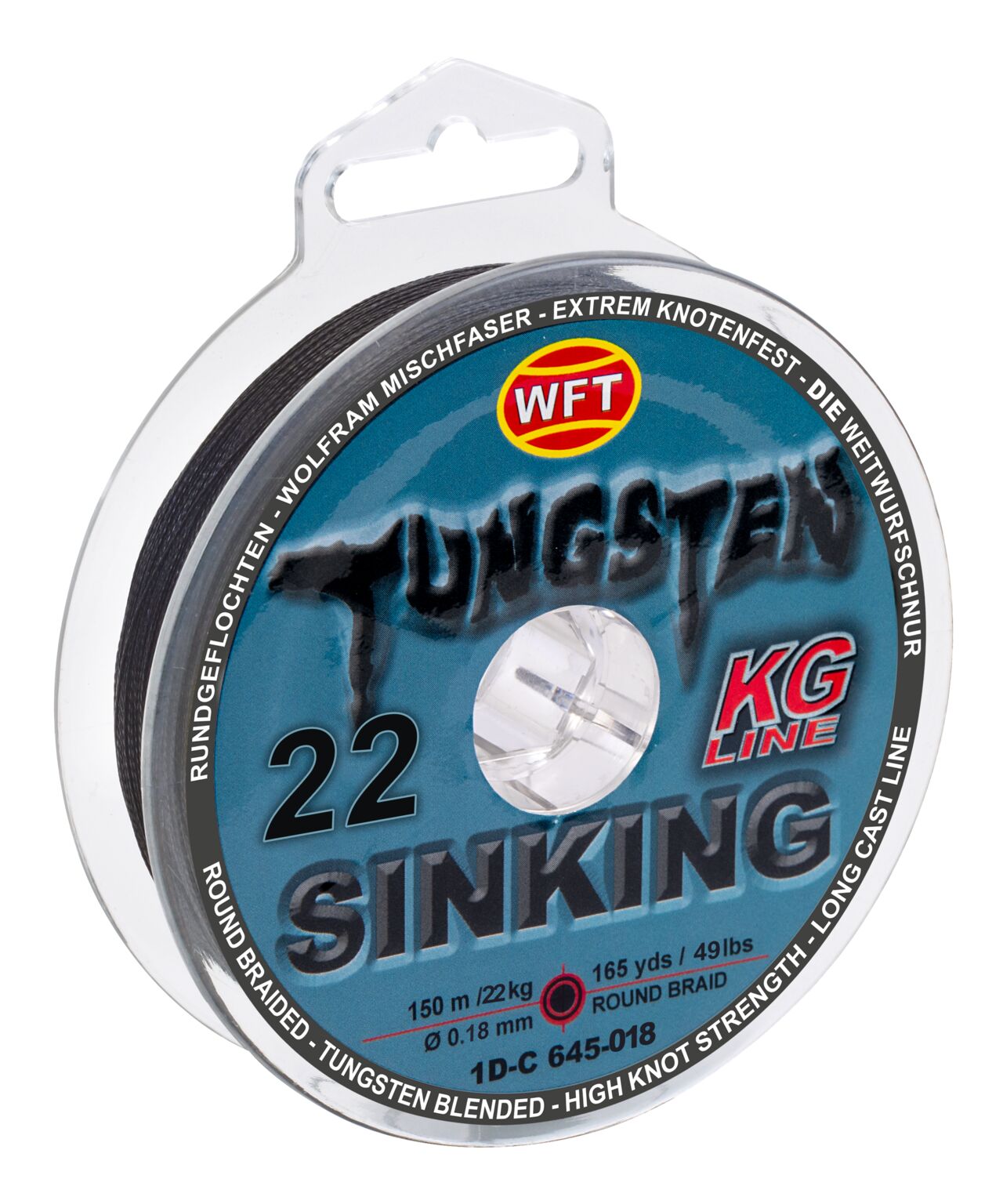 фото Леска плетёная wft kg tungsten sinking black 150/018