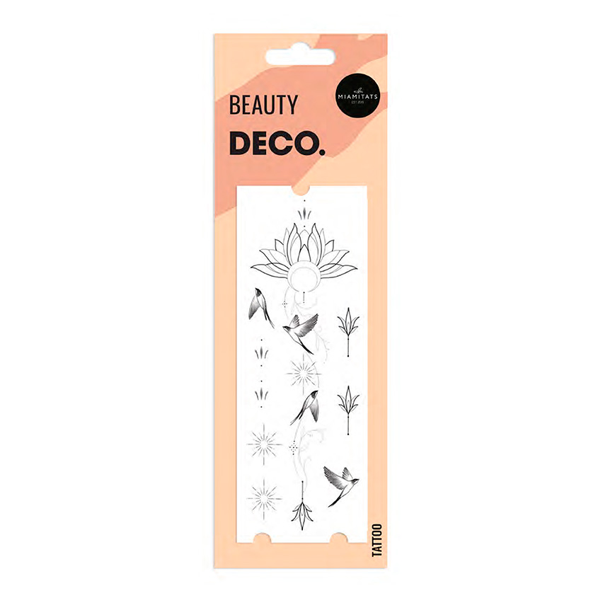 

Татуировка переводная для тела DECO. Orient by Miami tattoos Birds and flowers, Черный